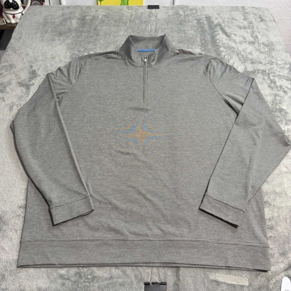 Johnnie-O Vaughn Quarter Zip Pullover Meteor Grey Striped Mens XL JMKO1890